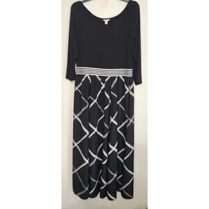 C EST. 1946 Black White Geometric Maxi Dress Petite Large